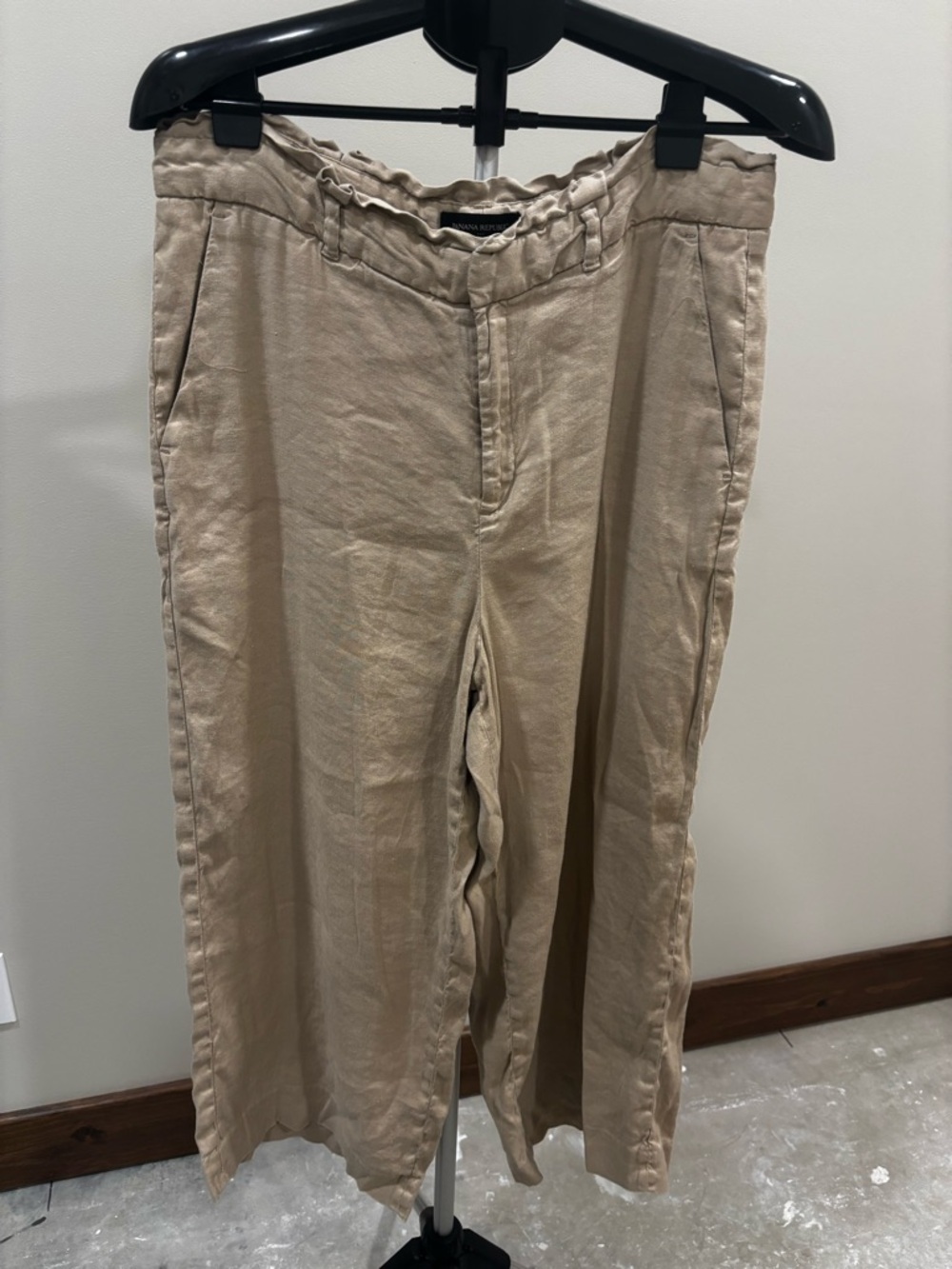 Banana Republic Tan Linen-Blend Paperbag Waist Chinos